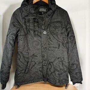 Montanaco Black Coat Women’s Small Black Paisley Puffer Jacket